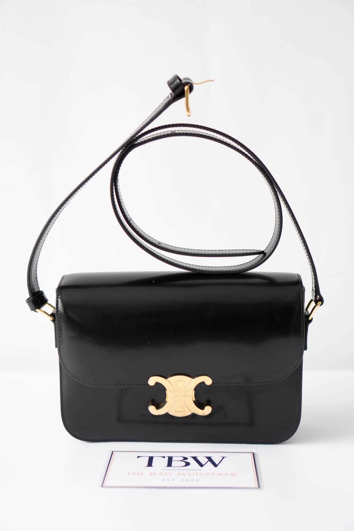 Triomphe Medium – Black Box Leather with Gold Hardware