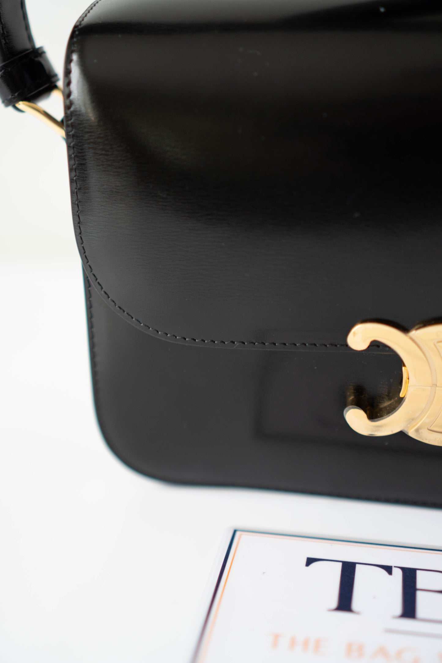 Triomphe Medium – Black Box Leather with Gold Hardware