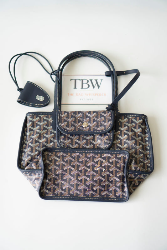 Mini Anjou – Navy Blue Goyardine Canvas with Chevroches Calfskin Leather