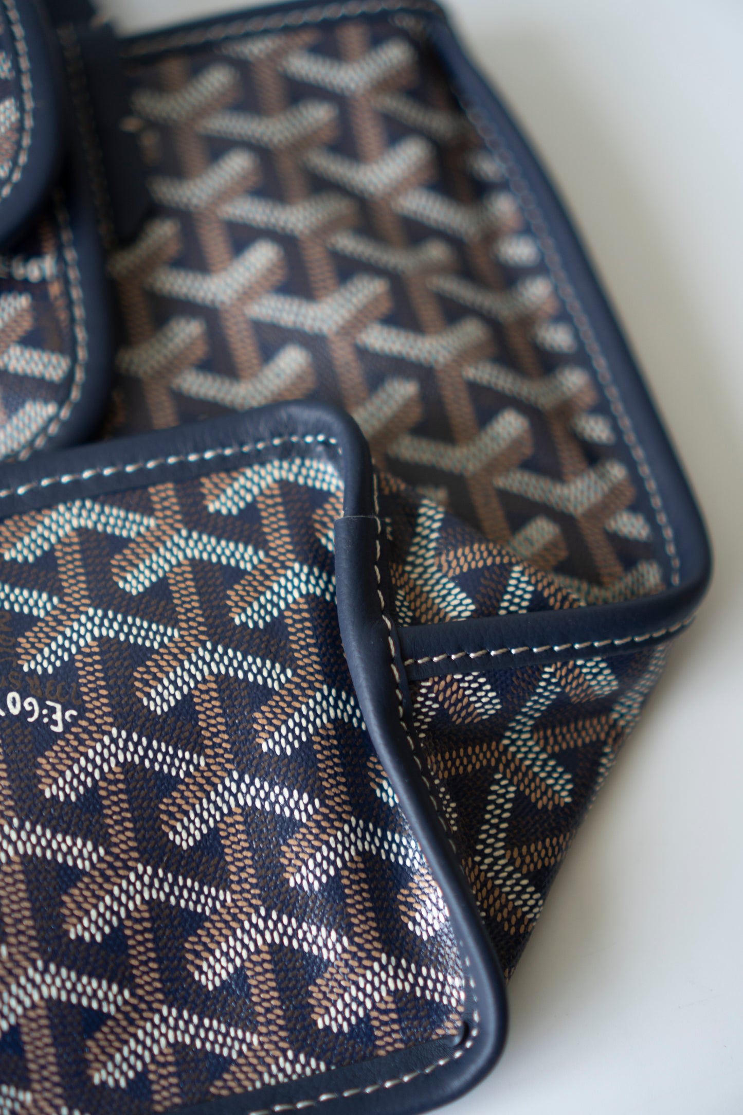 Mini Anjou – Navy Blue Goyardine Canvas with Chevroches Calfskin Leather