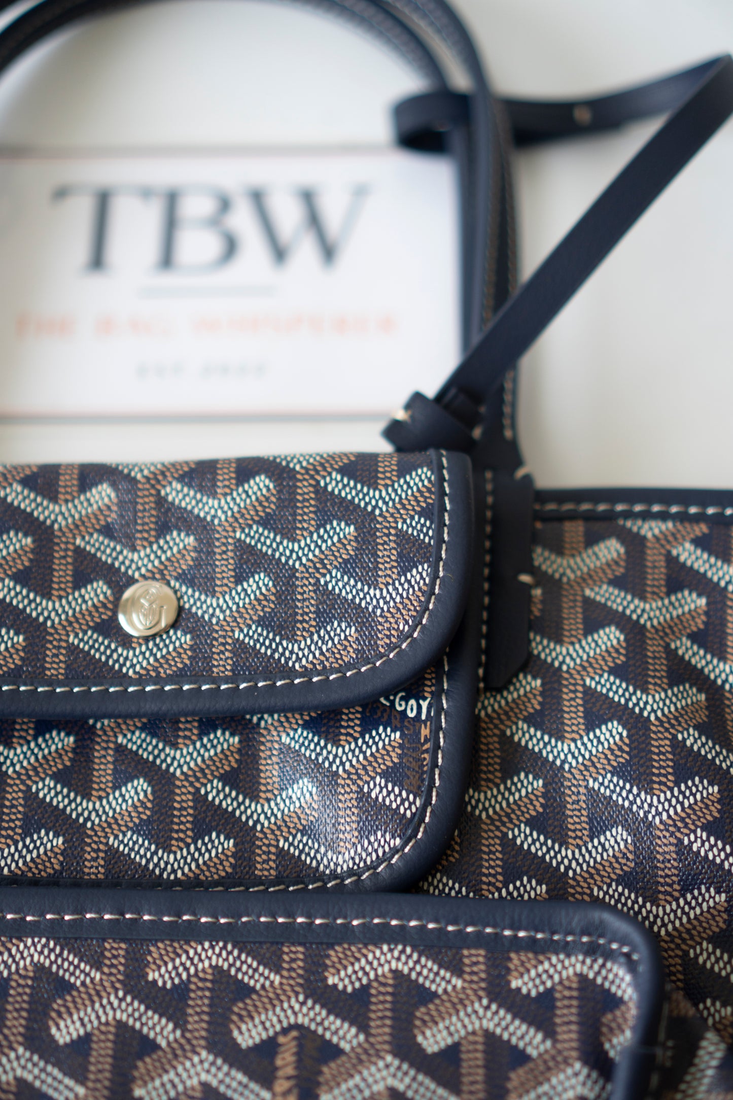 Mini Anjou – Navy Blue Goyardine Canvas with Chevroches Calfskin Leather