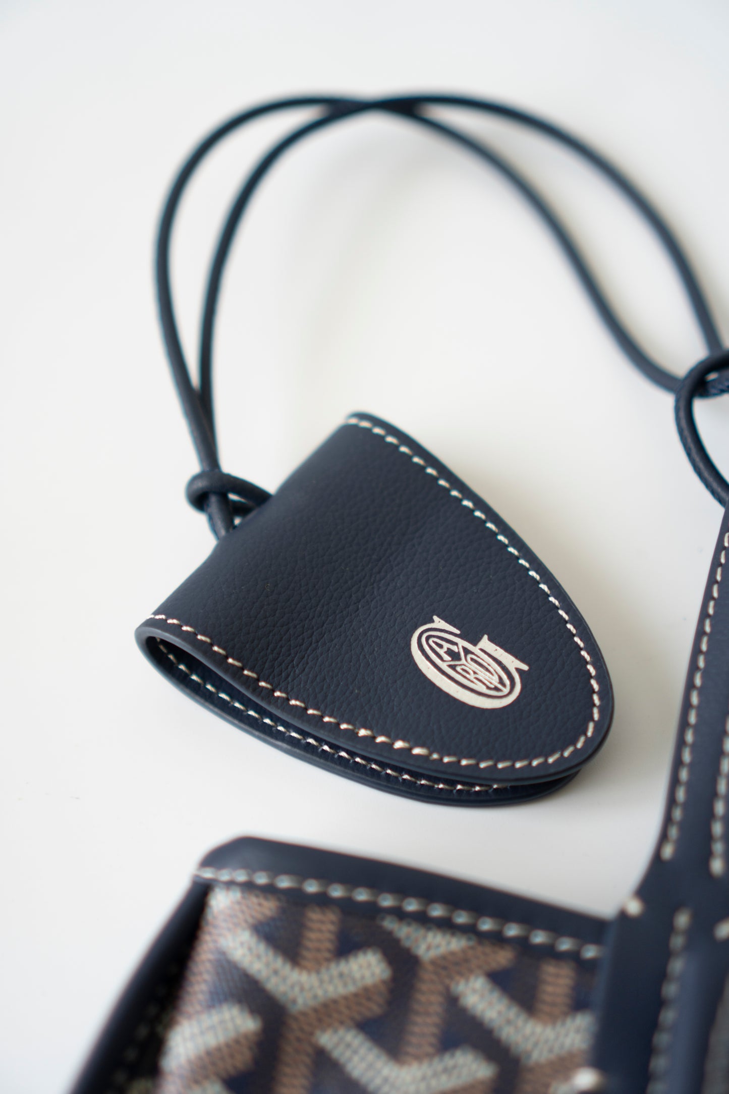 Mini Anjou – Navy Blue Goyardine Canvas with Chevroches Calfskin Leather