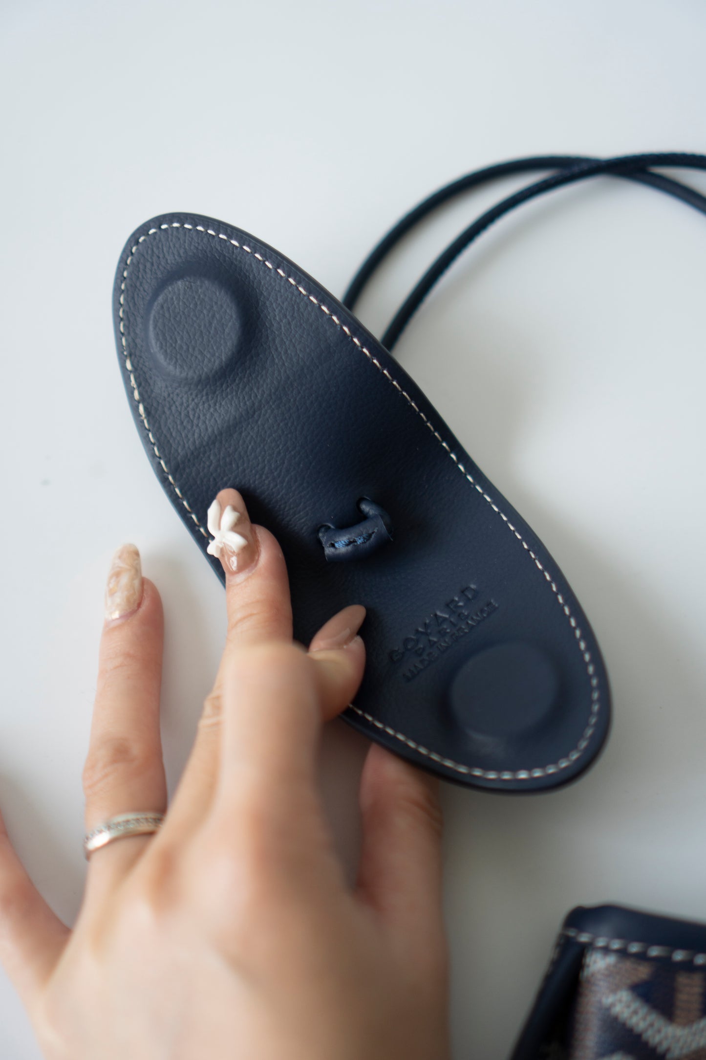 Mini Anjou – Navy Blue Goyardine Canvas with Chevroches Calfskin Leather