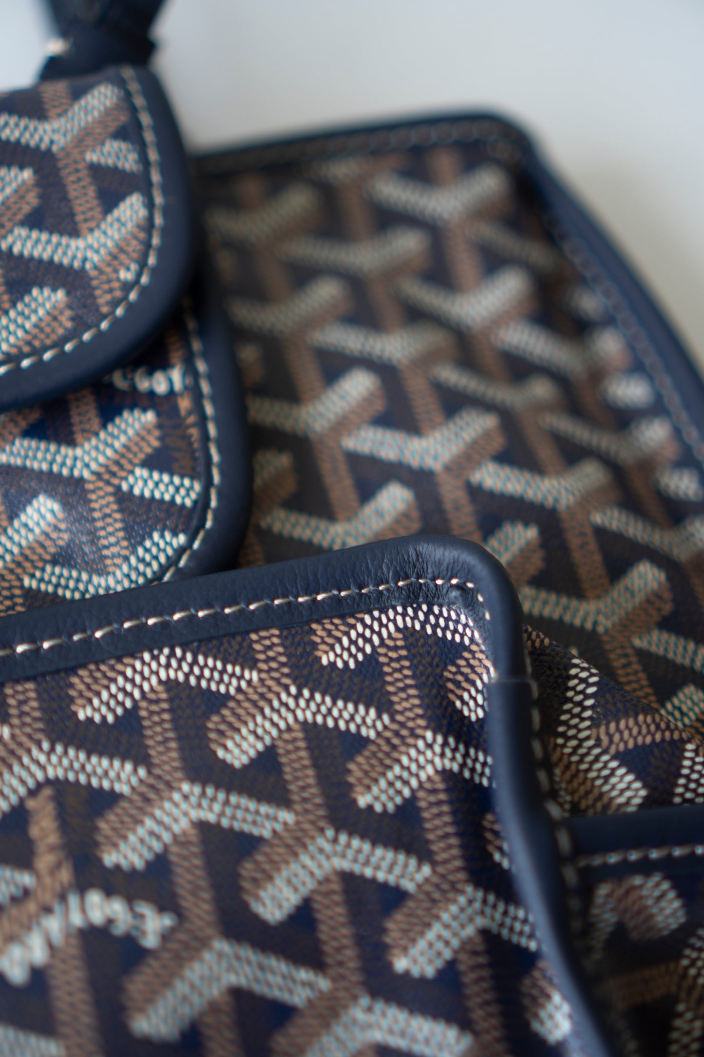 Mini Anjou – Navy Blue Goyardine Canvas with Chevroches Calfskin Leather