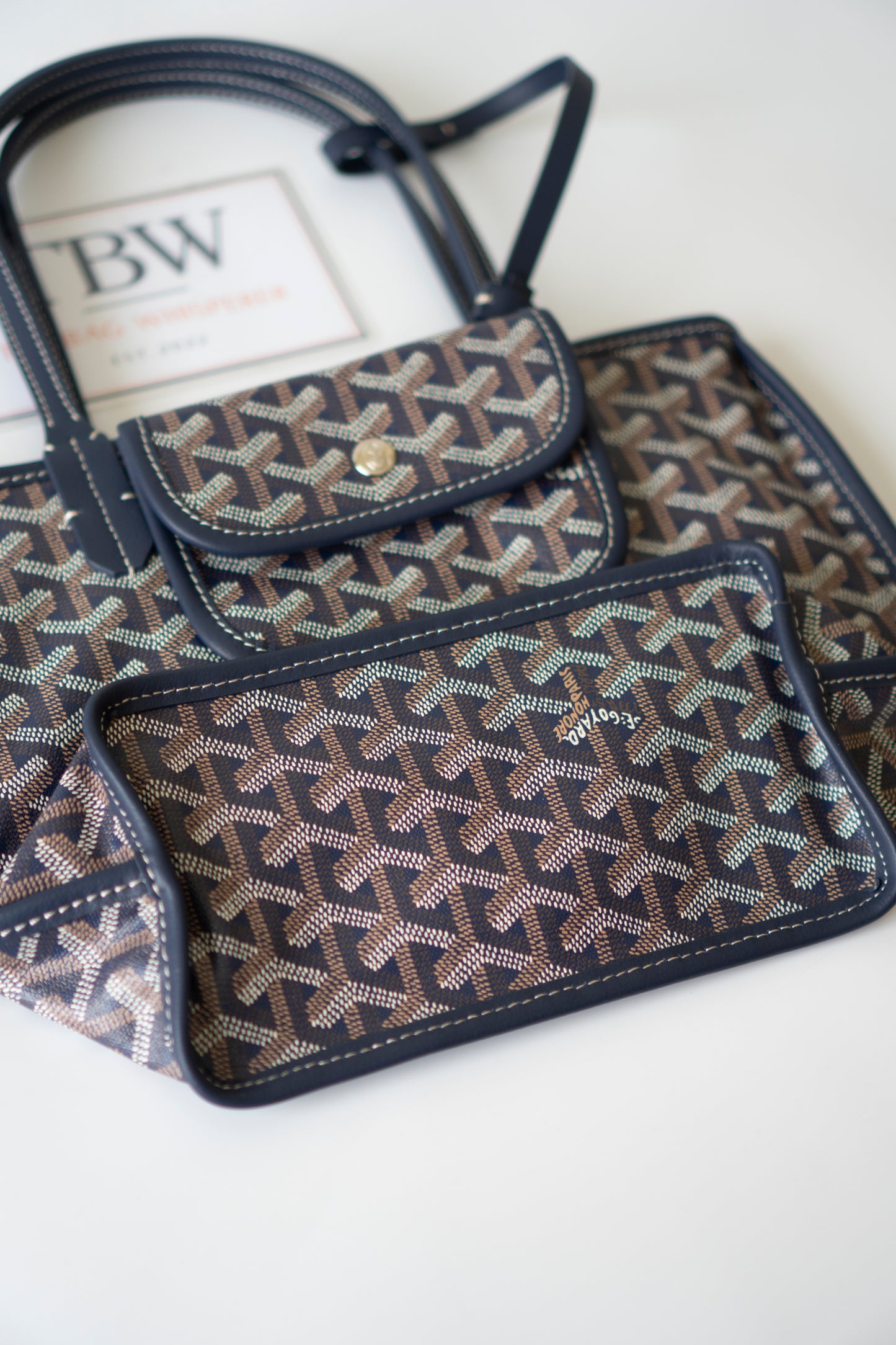 Mini Anjou – Navy Blue Goyardine Canvas with Chevroches Calfskin Leather