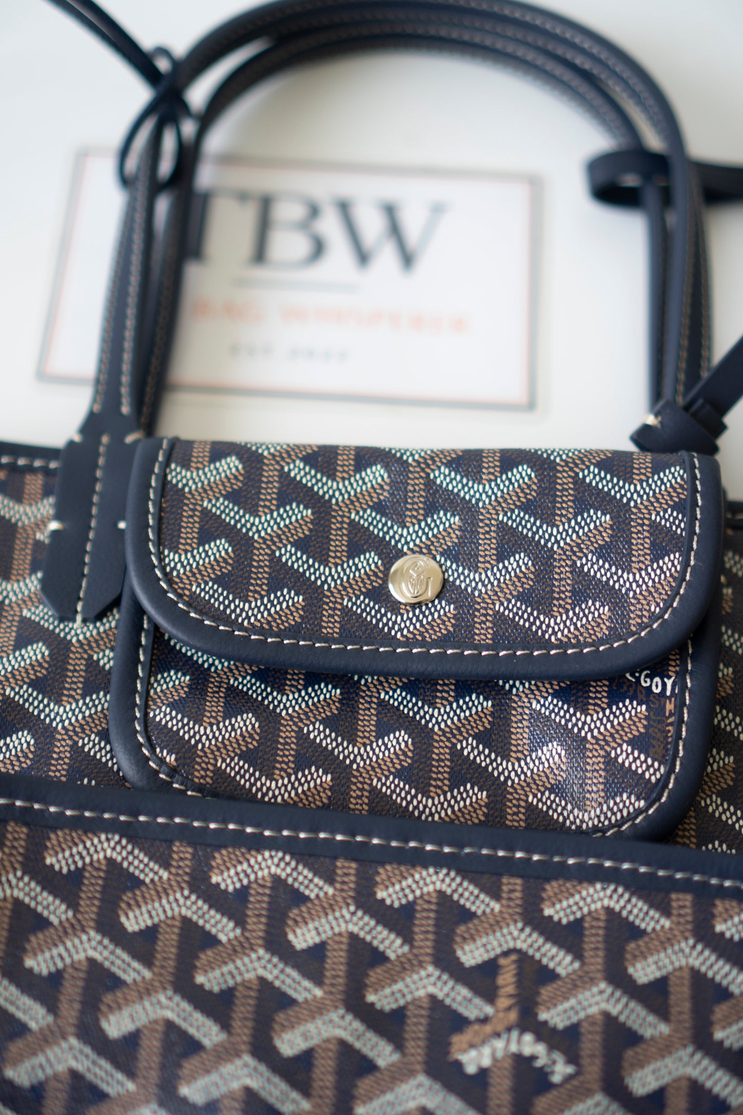 Mini Anjou – Navy Blue Goyardine Canvas with Chevroches Calfskin Leather