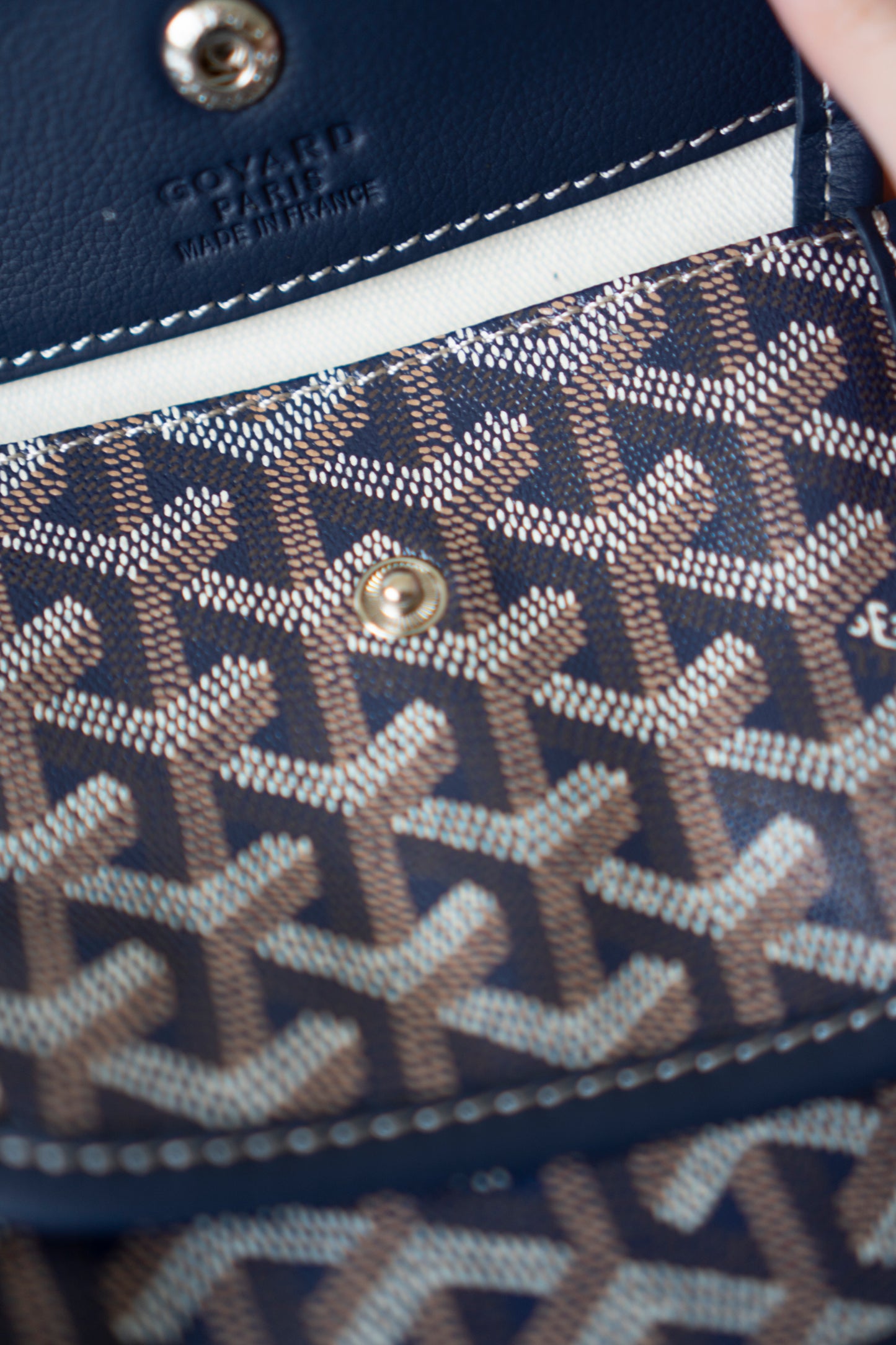 Mini Anjou – Navy Blue Goyardine Canvas with Chevroches Calfskin Leather