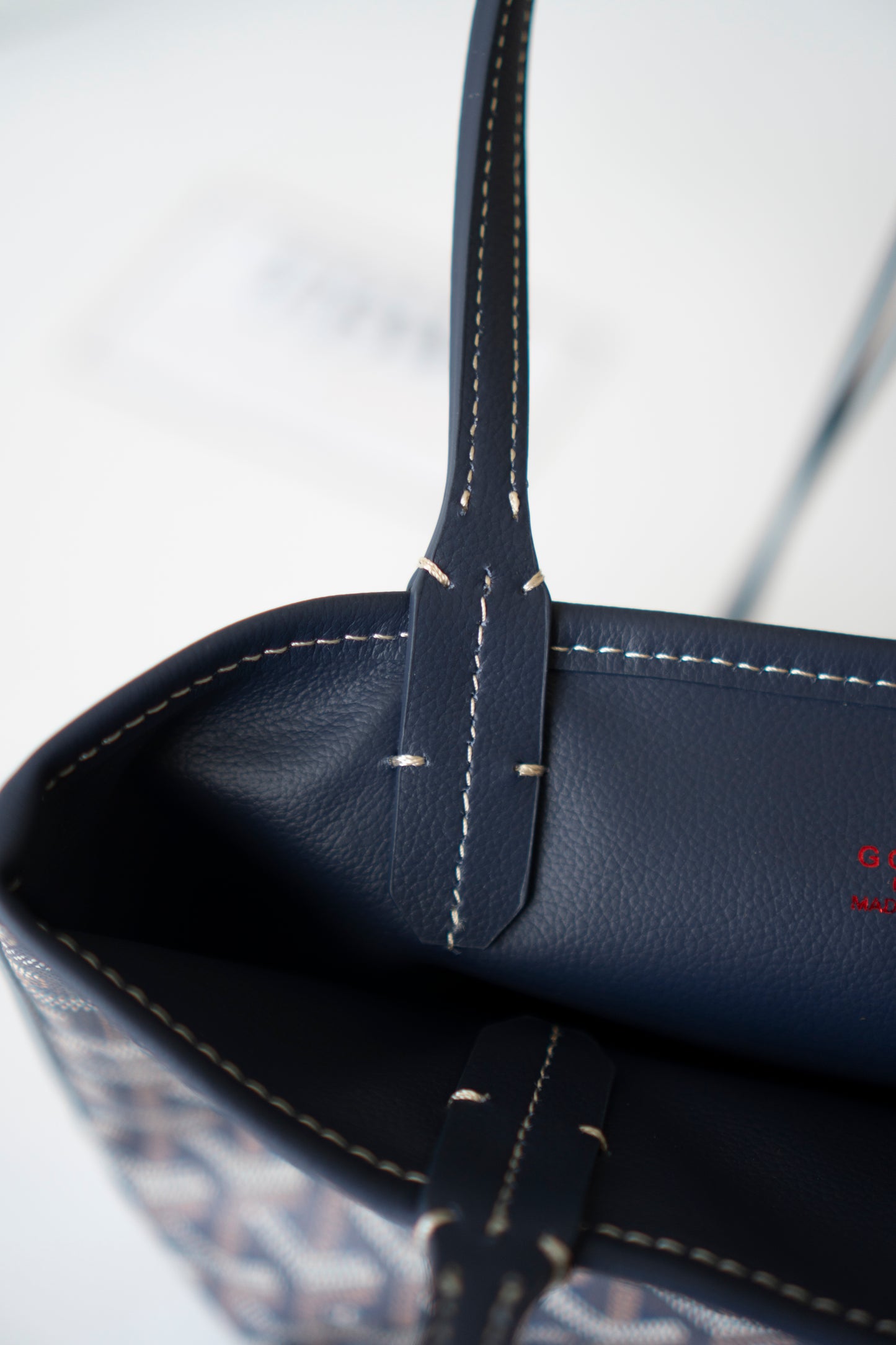 Mini Anjou – Navy Blue Goyardine Canvas with Chevroches Calfskin Leather