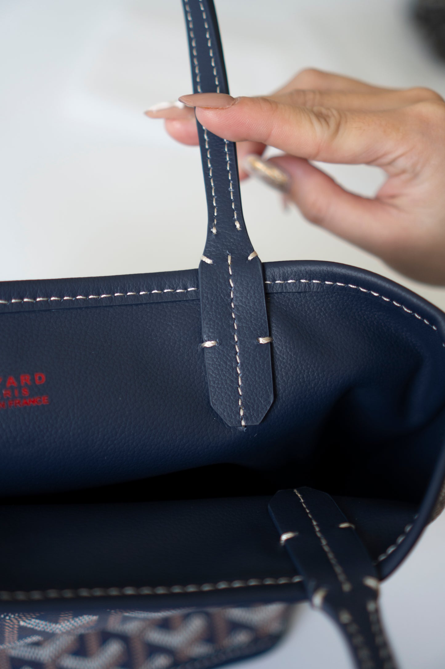 Mini Anjou – Navy Blue Goyardine Canvas with Chevroches Calfskin Leather