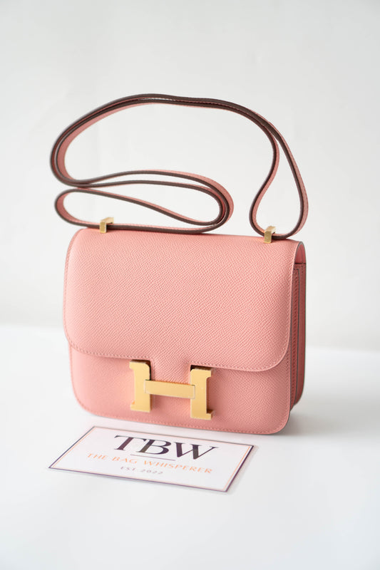 Constanc 19 – Rose Sakura Epsom with Gold Hardware