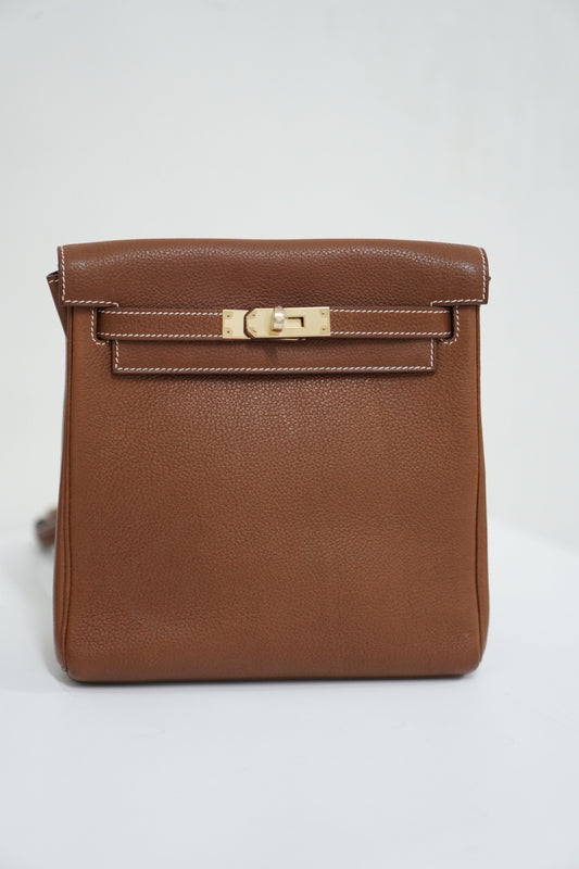 KL Ado Backpack In PM Barenia Leather with Gold Hardware