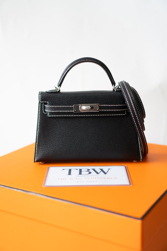 Mini KL II Sellier – Noir Chèvre with Gris Perle Interior | HSS Special Order