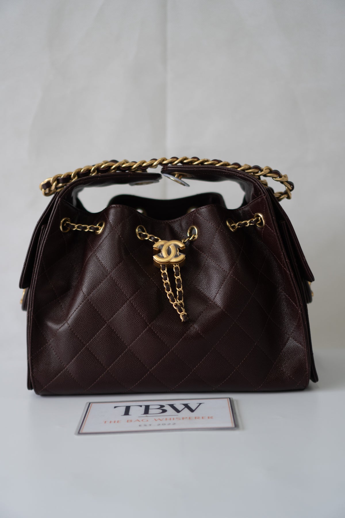 C25 Small in Dark Brown Grain Leather with Gold Hardware