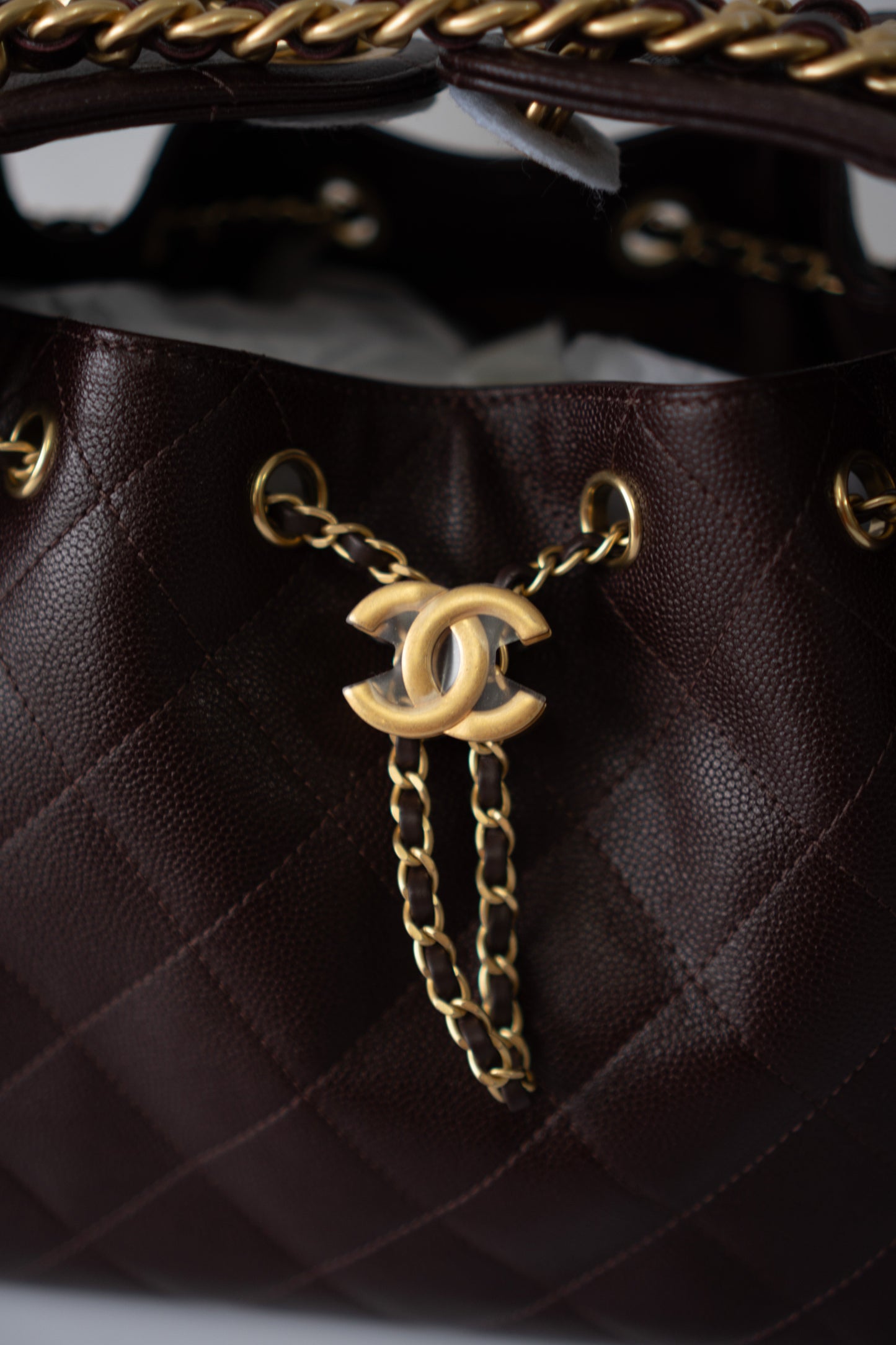 C25 Small in Dark Brown Grain Leather with Gold Hardware