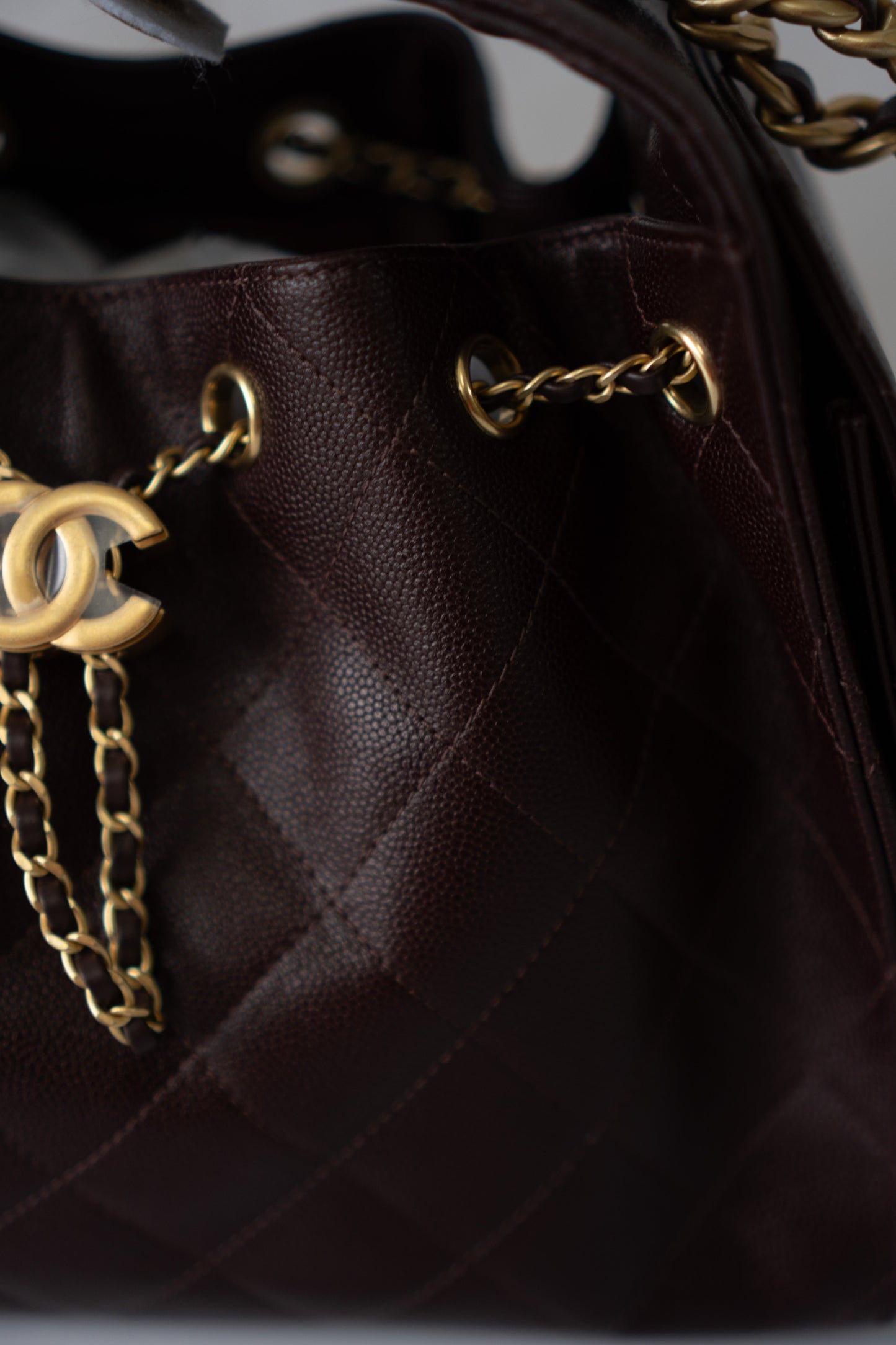 C25 Small in Dark Brown Grain Leather with Gold Hardware