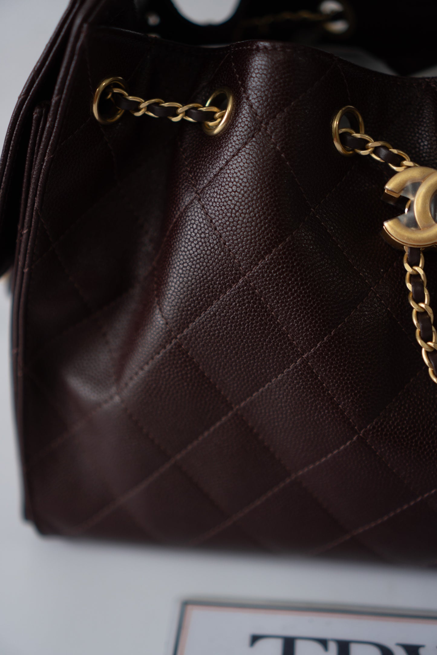 C25 Small in Dark Brown Grain Leather with Gold Hardware