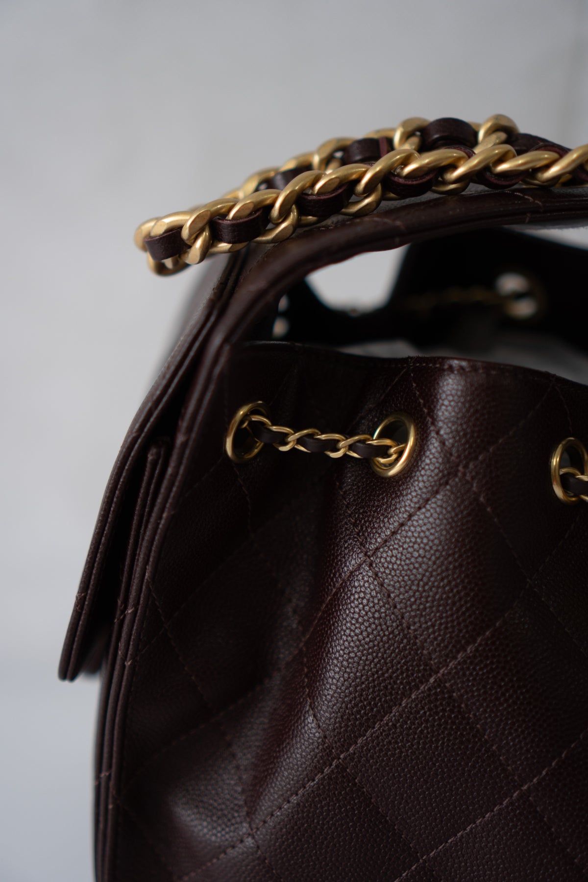 C25 Small in Dark Brown Grain Leather with Gold Hardware