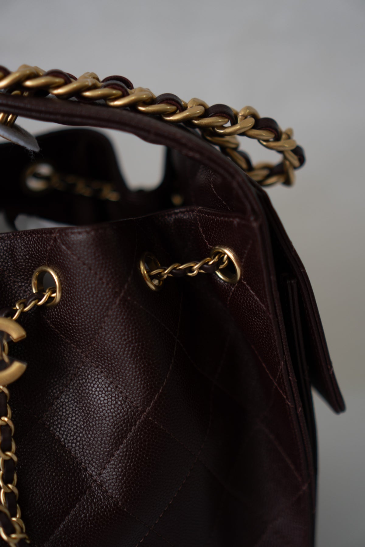 C25 Small in Dark Brown Grain Leather with Gold Hardware
