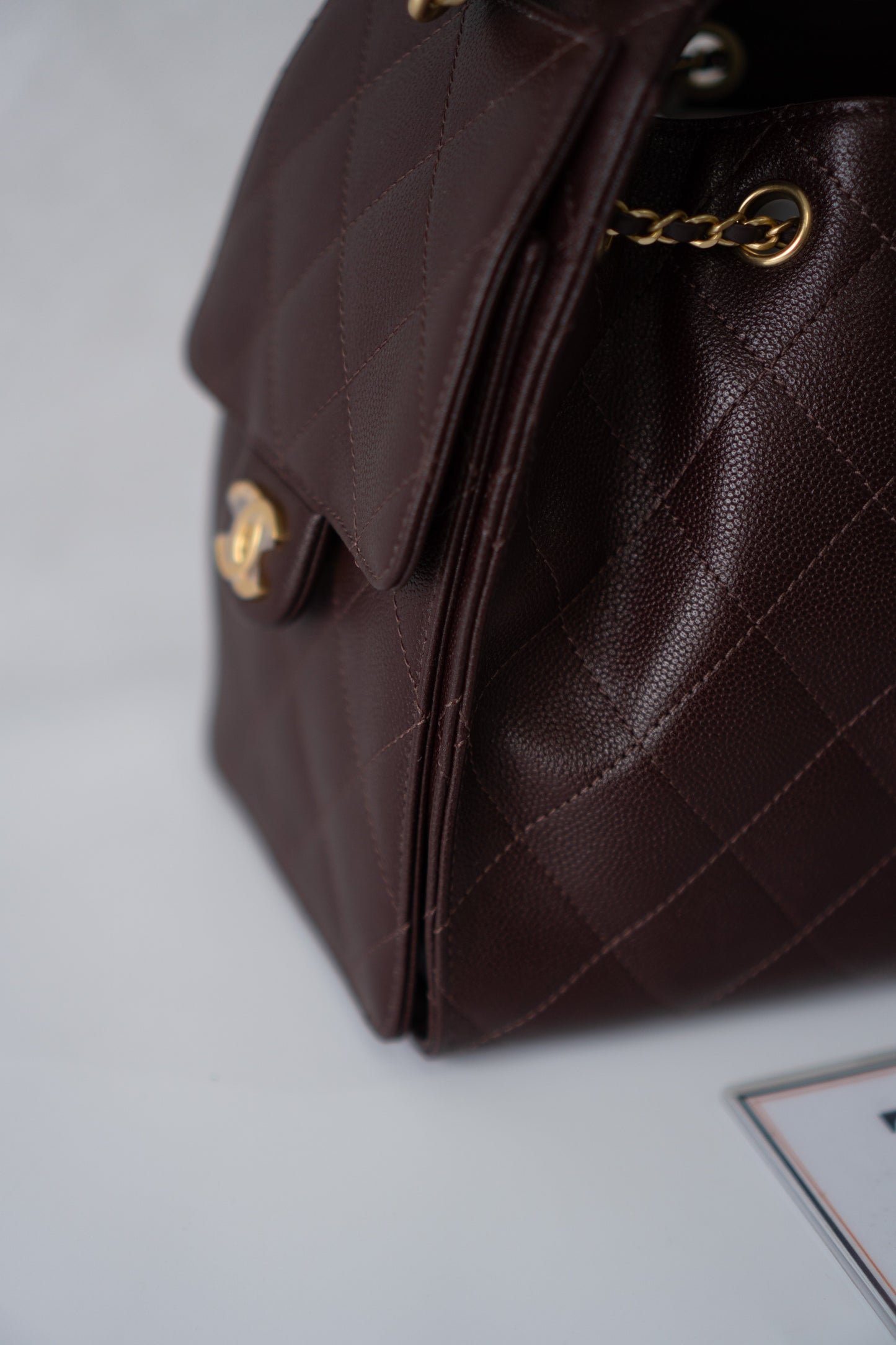 C25 Small in Dark Brown Grain Leather with Gold Hardware
