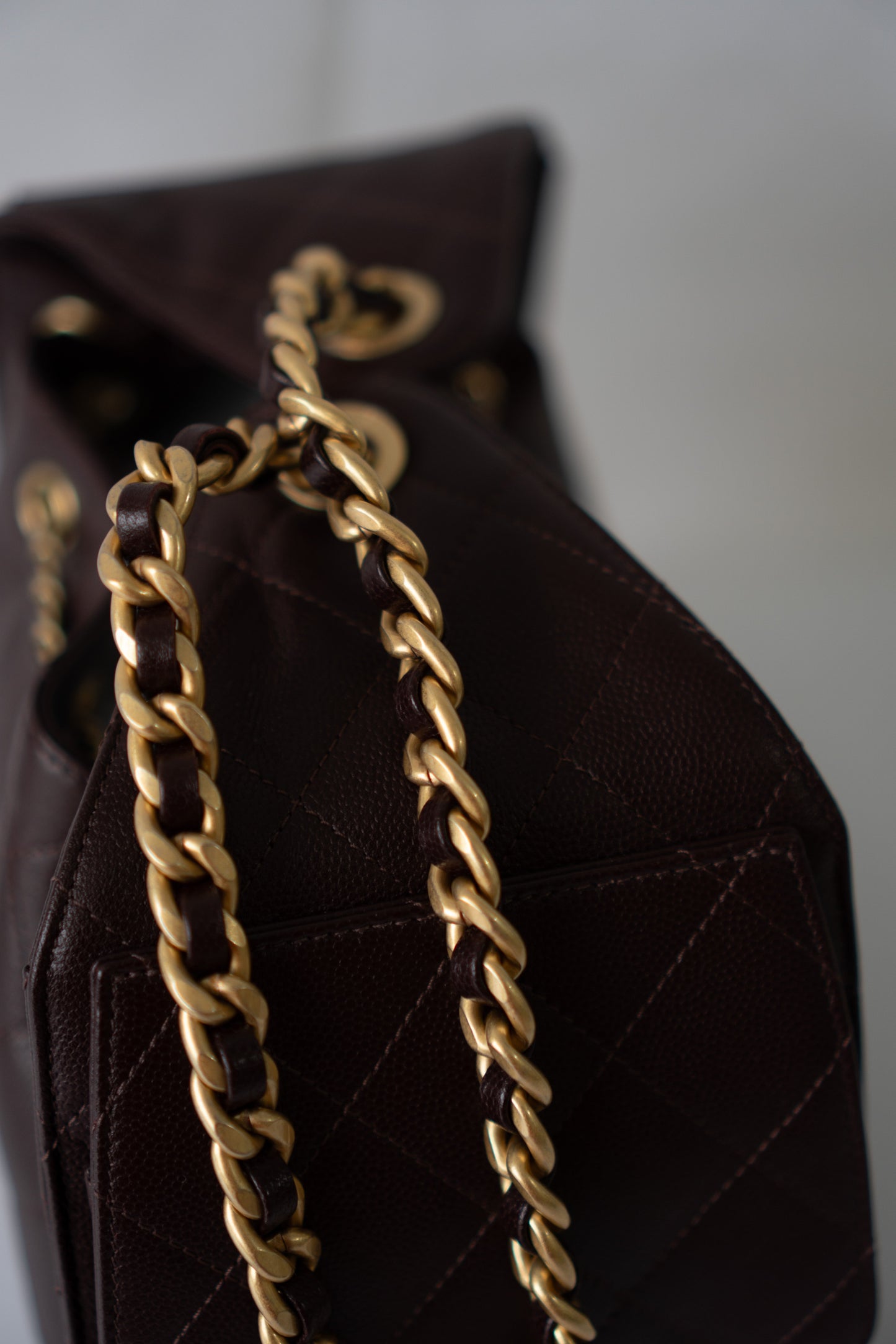 C25 Small in Dark Brown Grain Leather with Gold Hardware
