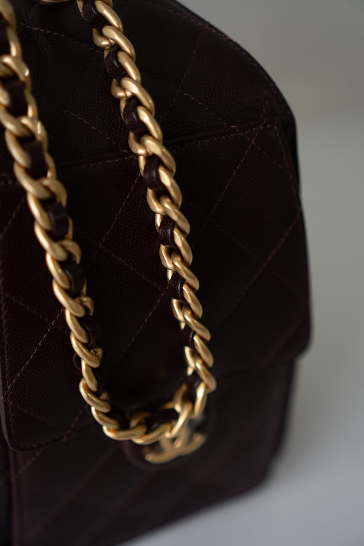 C25 Small in Dark Brown Grain Leather with Gold Hardware