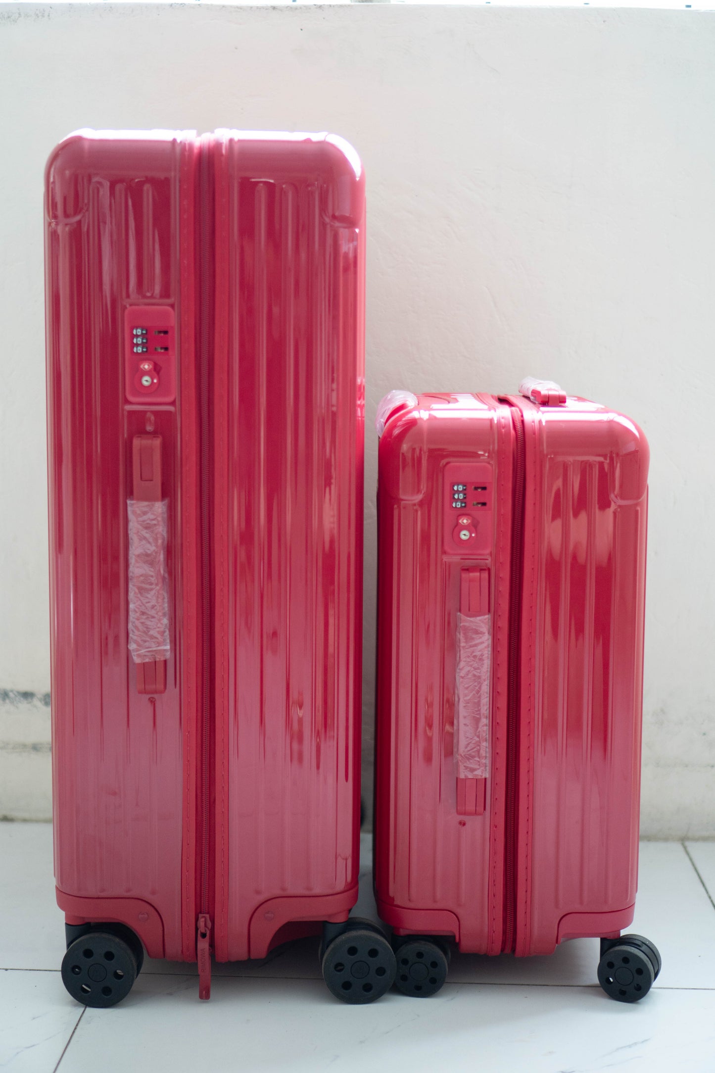 Polycarbonate Luggage Set – Pink (Cabin + Check-in, Zipper)