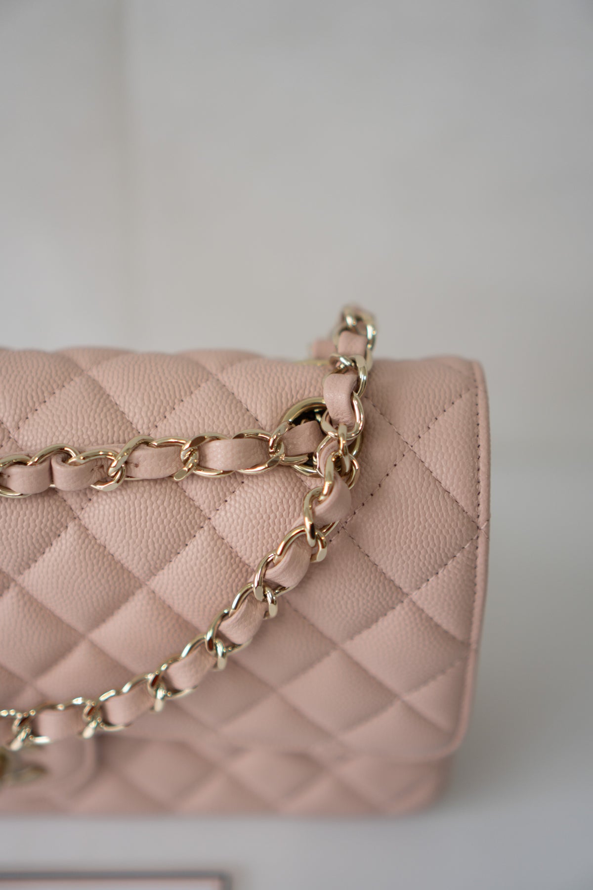 Classic Medium Flap Bag – Light Pink Caviar Leather with Light Gold Hardware