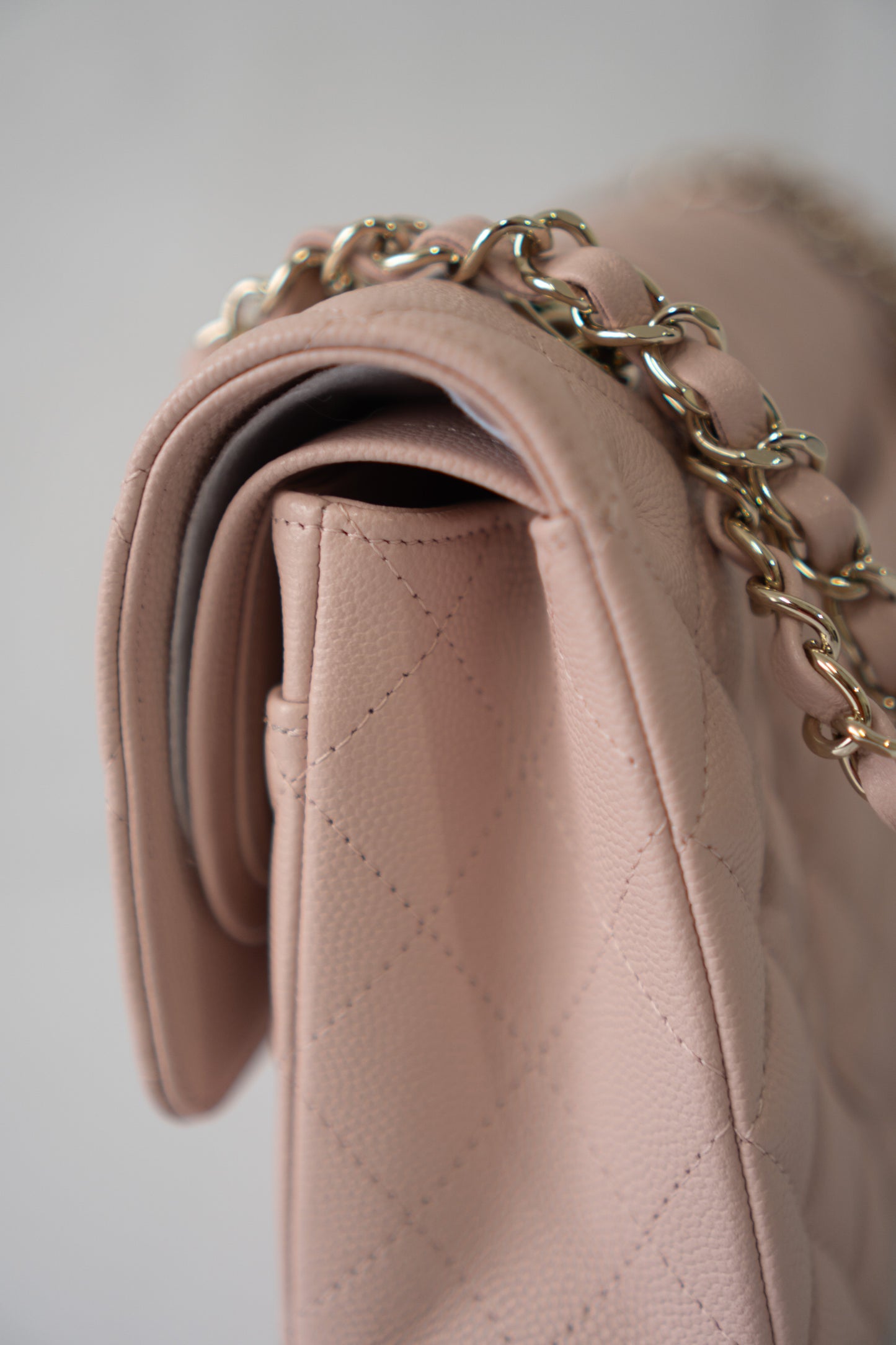 Classic Medium Flap Bag – Light Pink Caviar Leather with Light Gold Hardware