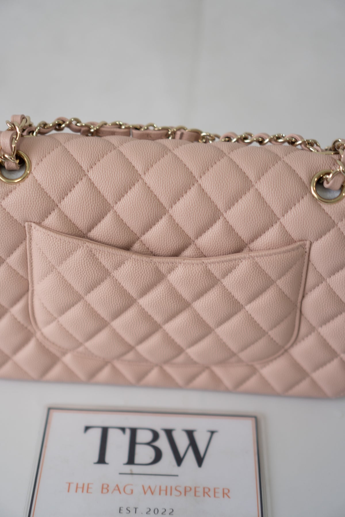 Classic Medium Flap Bag – Light Pink Caviar Leather with Light Gold Hardware