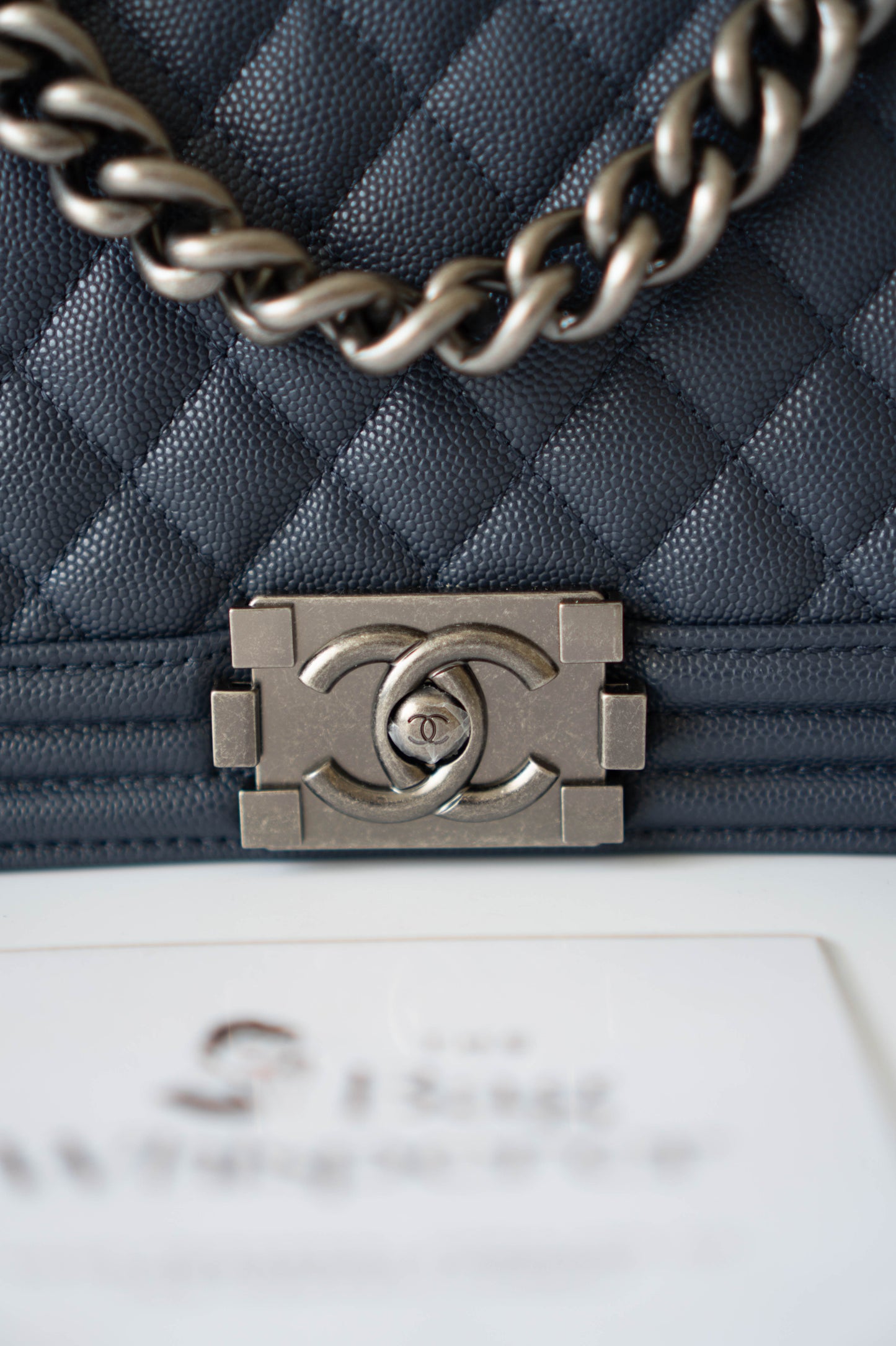 Boy Flap Bag – Old Medium Blue Quilted Leather with Ruthenium Hardware
