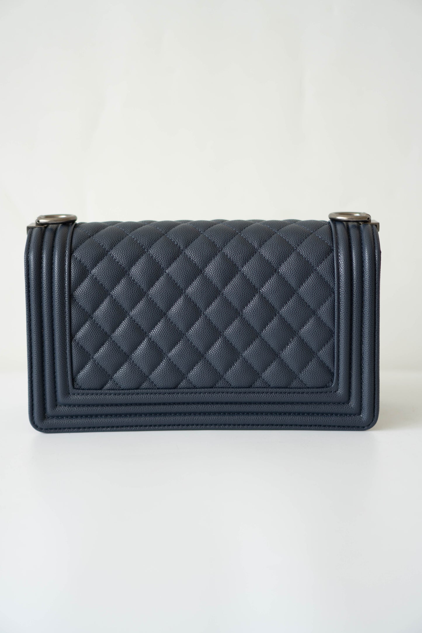 Boy Flap Bag – Old Medium Blue Quilted Leather with Ruthenium Hardware