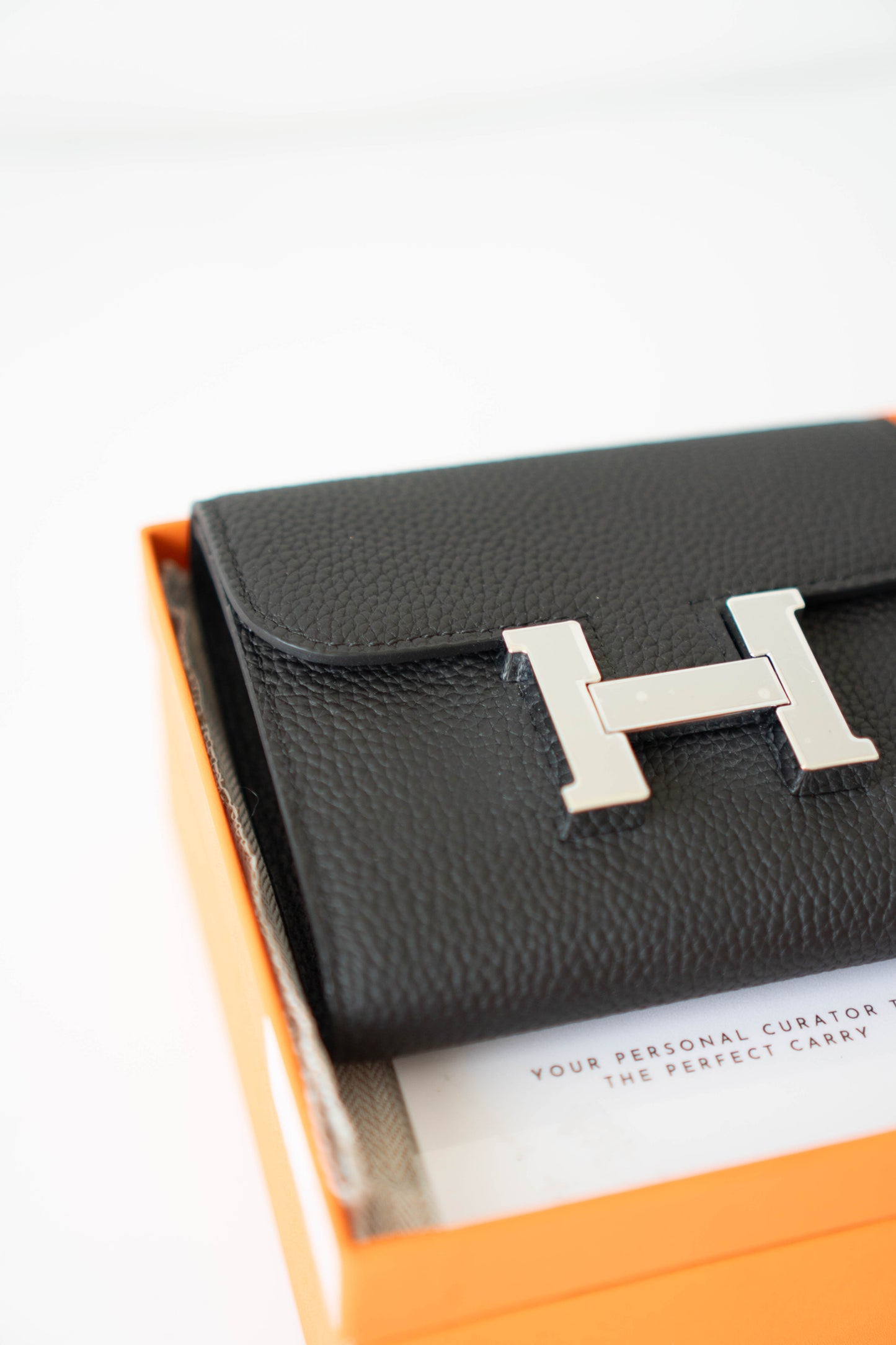 Constanc Wallet – Black Togo Leather with Palladium Hardware • Togo leather with soft pebbled texture