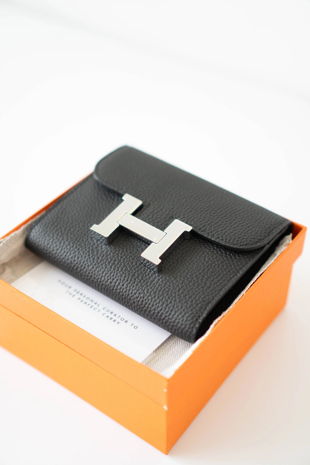 Constanc Wallet – Black Togo Leather with Palladium Hardware • Togo leather with soft pebbled texture