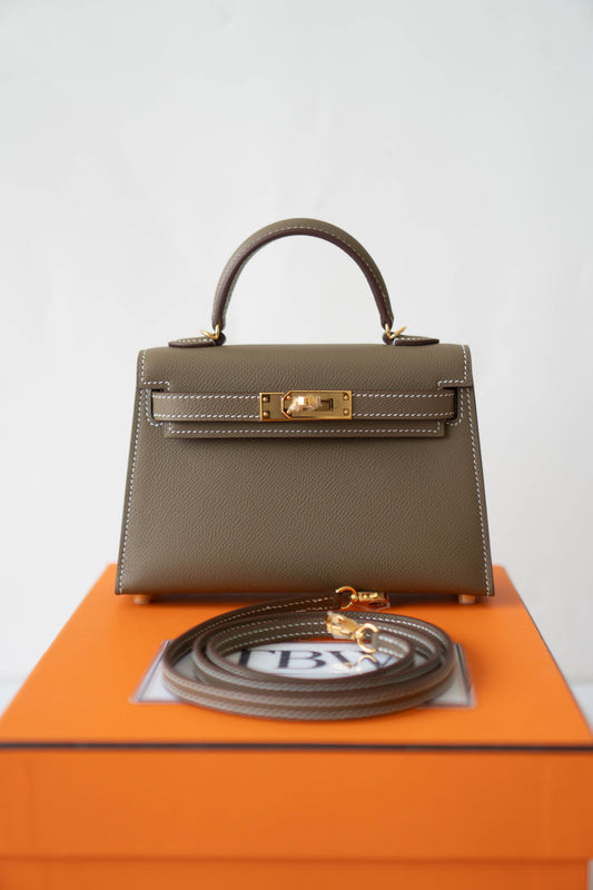Mini KL – Etoupe Epsom Leather with Gold Hardware