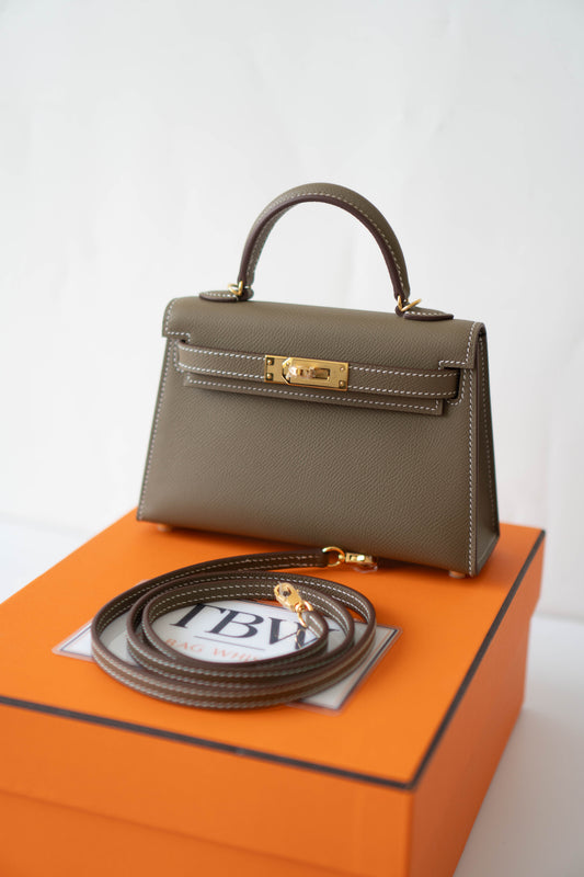 Mini KL – Etoupe Epsom Leather with Gold Hardware