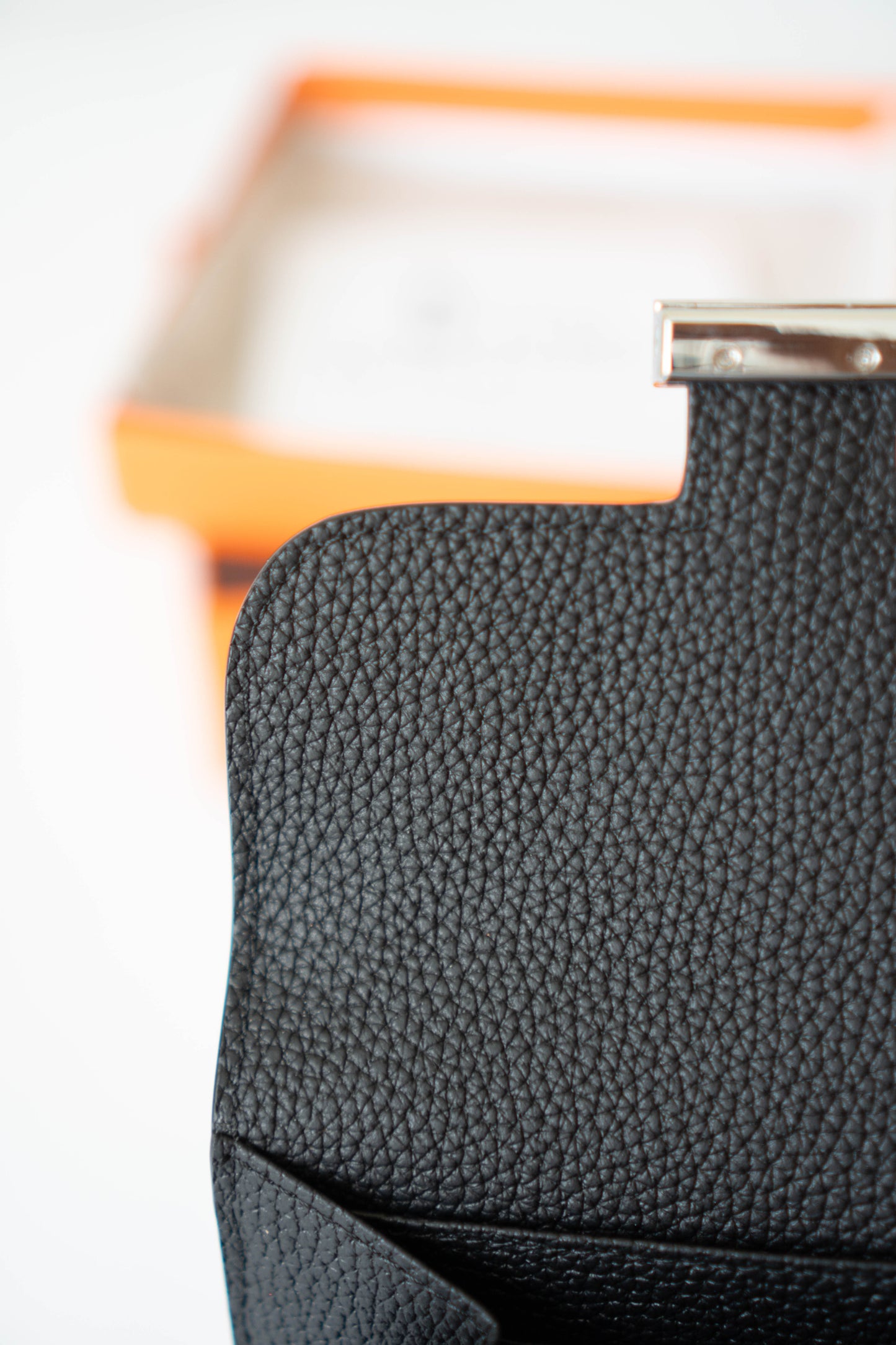 Constanc Wallet – Black Togo Leather with Palladium Hardware • Togo leather with soft pebbled texture