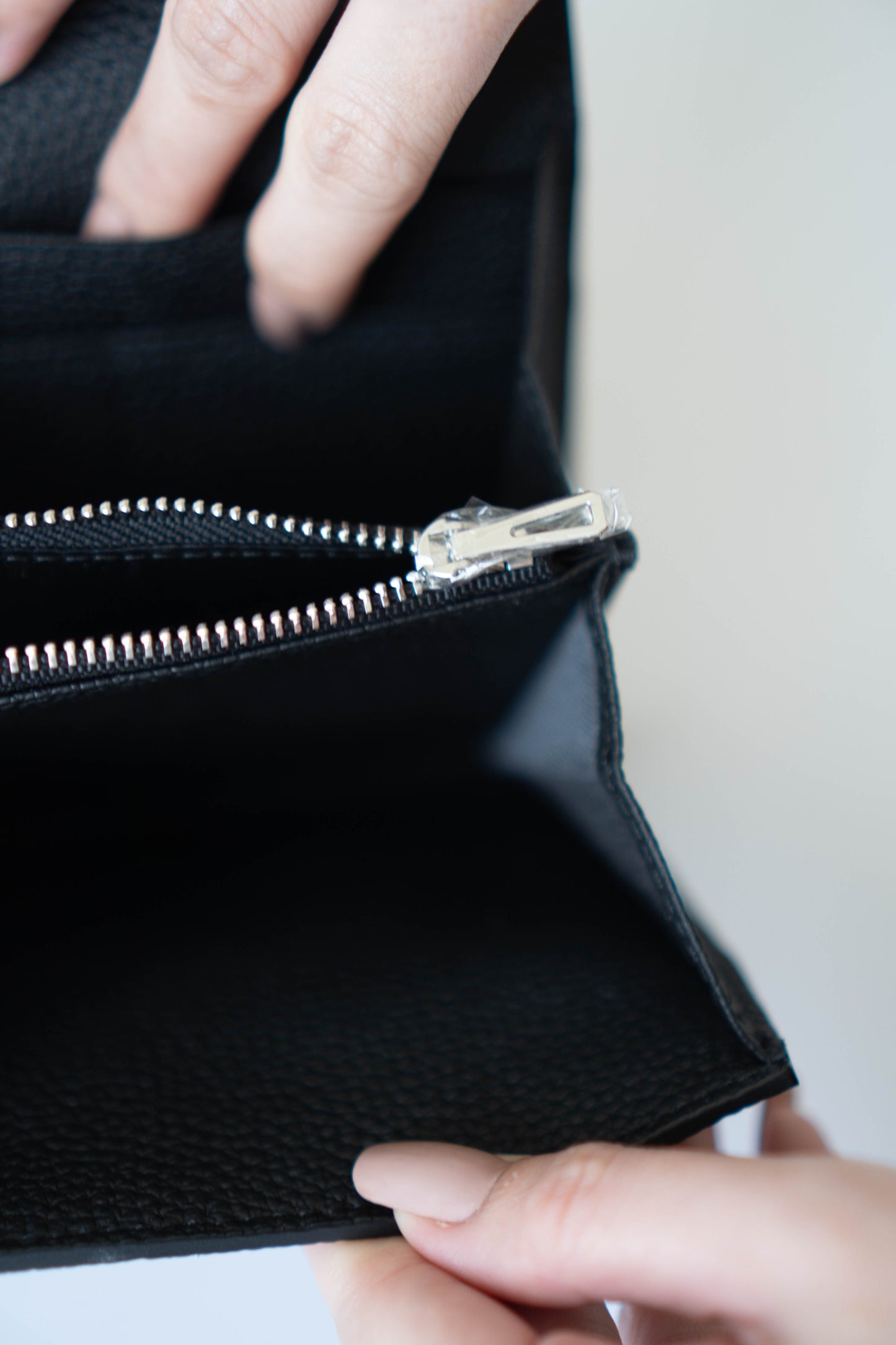 Constanc Wallet – Black Togo Leather with Palladium Hardware • Togo leather with soft pebbled texture