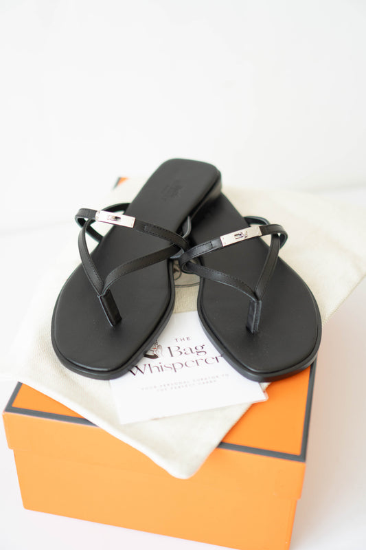 Miss Sandals – Black with Palladium Hardware (Size 38)