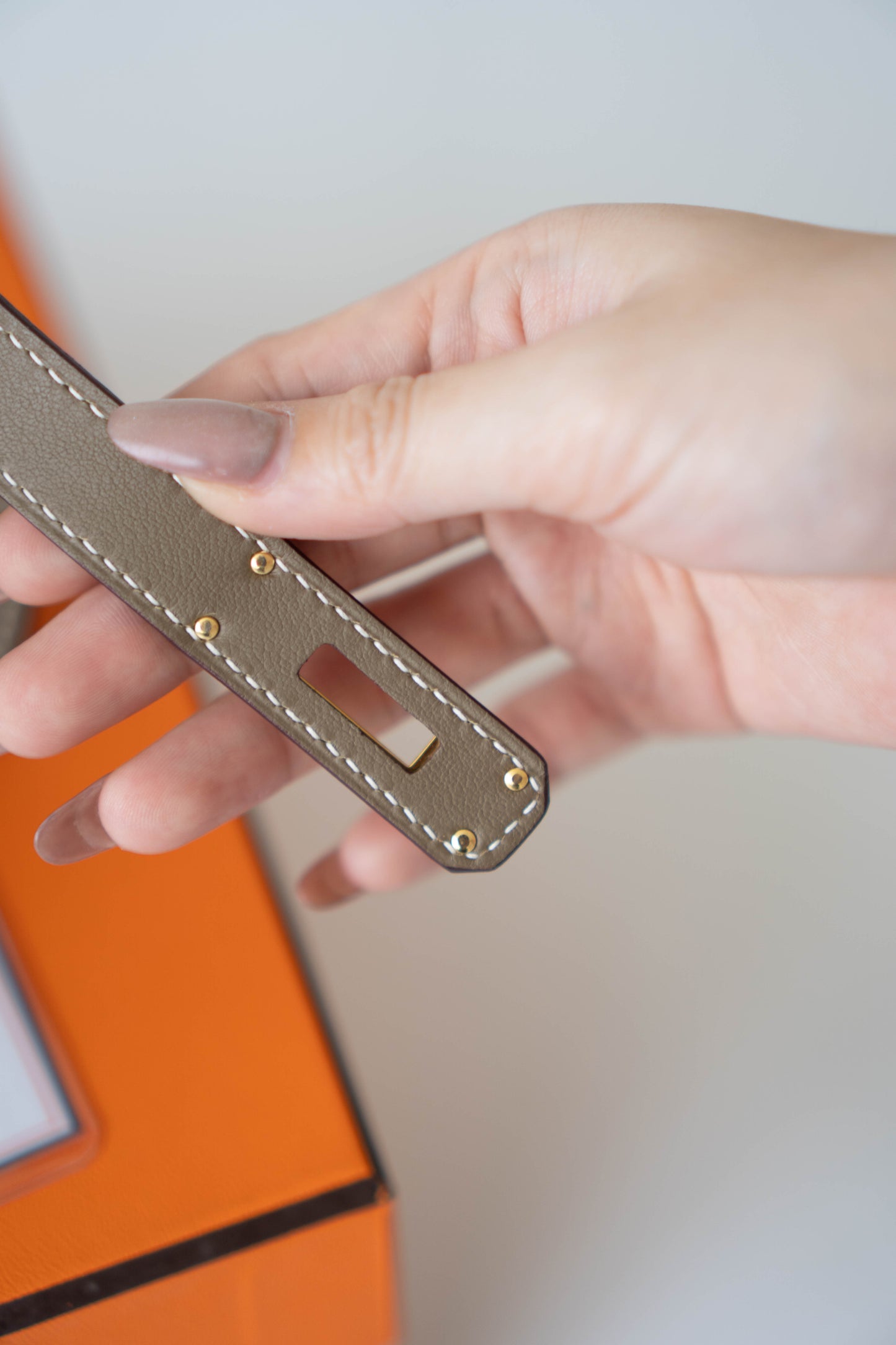 Mini Jypsière – Etoupe Swift Leather with Gold Hardware