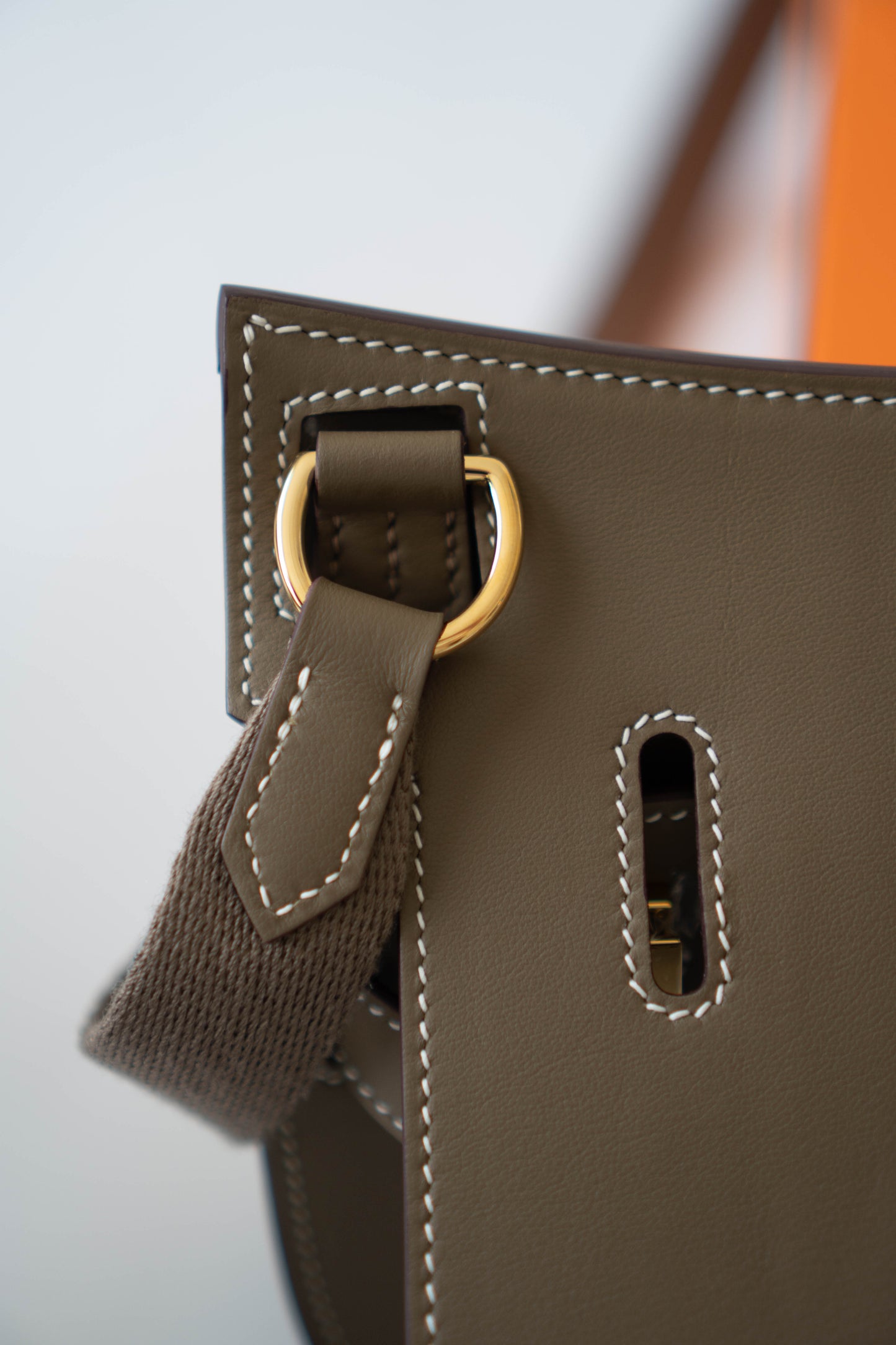 Mini Jypsière – Etoupe Swift Leather with Gold Hardware
