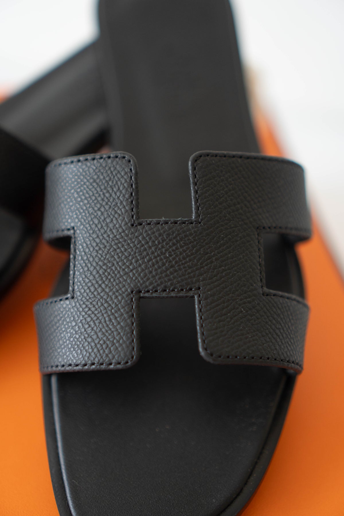 Oran Sandals – Black Epsom Leather Size 38