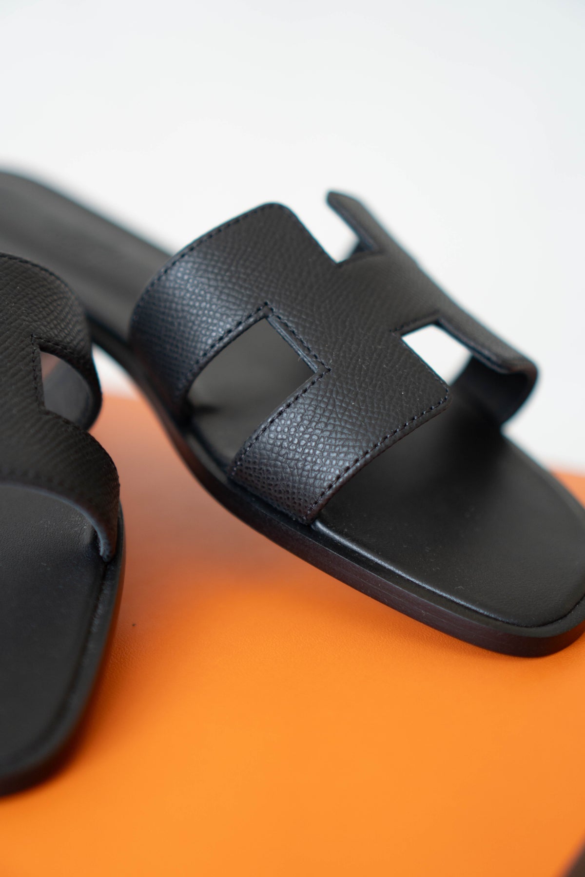 Oran Sandals – Black Epsom Leather Size 38
