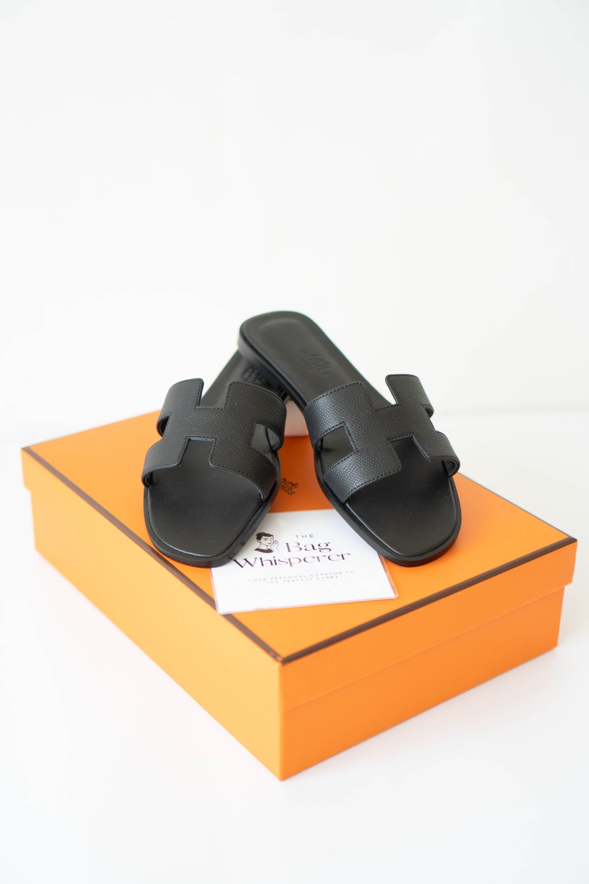 Oran Sandals – Black Epsom Leather Size 38