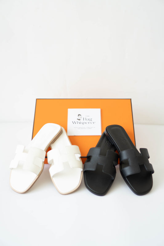 Oran Sandals – White Epsom Leather (Size 38)