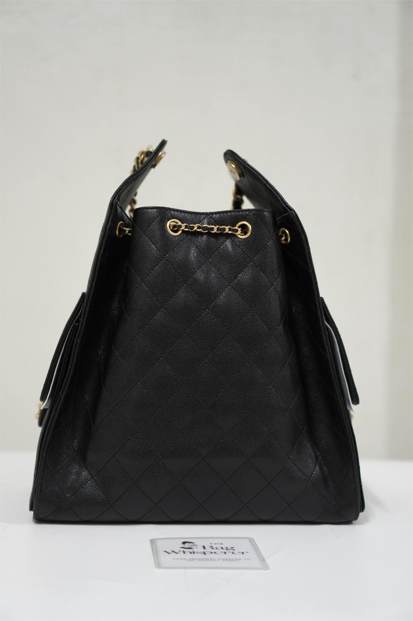 C25 Drawstring Bag in Black Caviar (Medium)