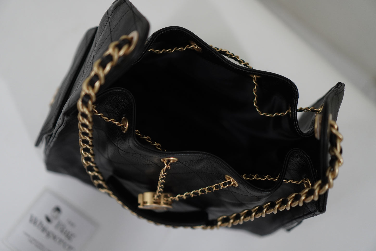 C25 Drawstring Bag in Black Caviar (Medium)