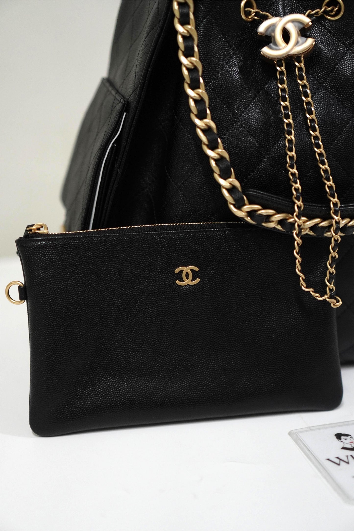 C25 Drawstring Bag in Black Caviar (Medium)