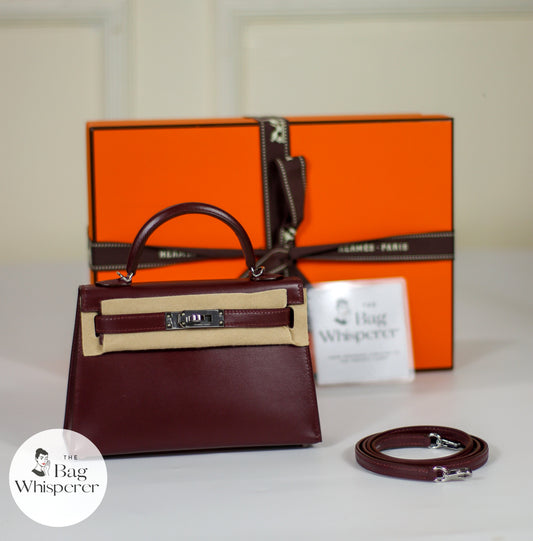 Mini KL II – Bordeaux Box Calf with Palladium Hardware